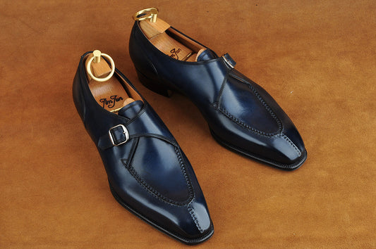 Hand-Sewn Monk Strap in Blue
