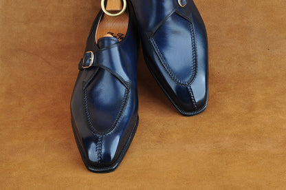 Hand-Sewn Monk Strap in Blue
