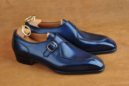Hand-Sewn Monk Strap in Blue