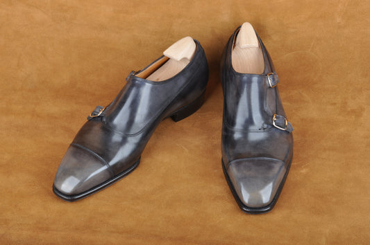 Double Monk in Hand-Patina Grey