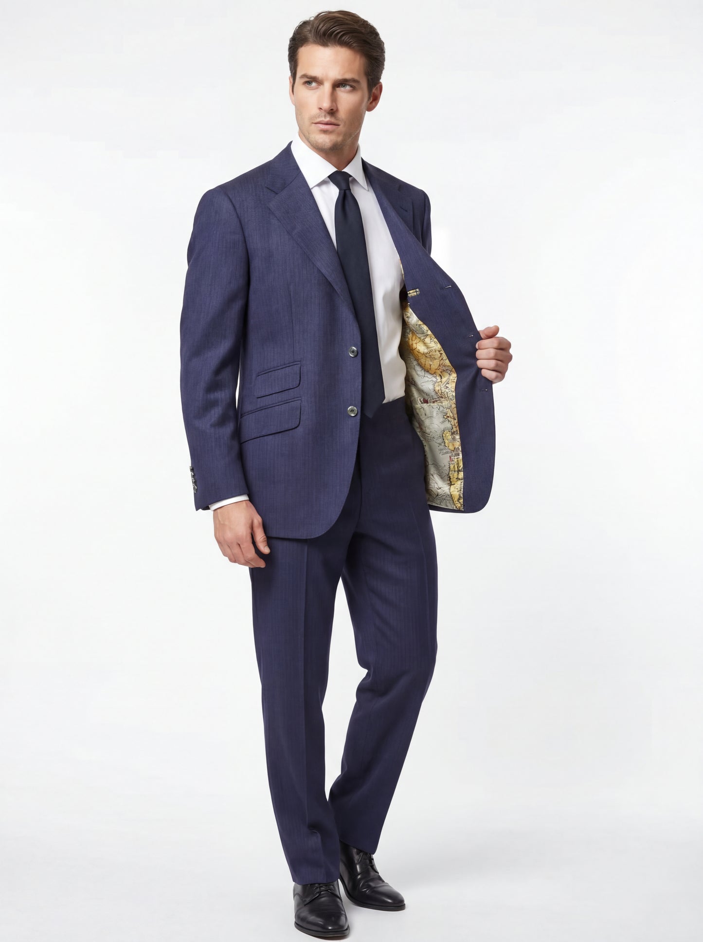 Navy Herringbone Suit