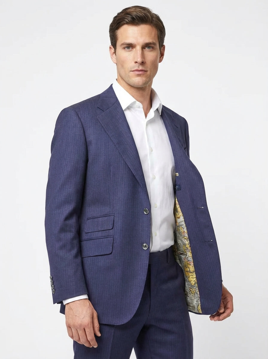 Navy Herringbone Suit